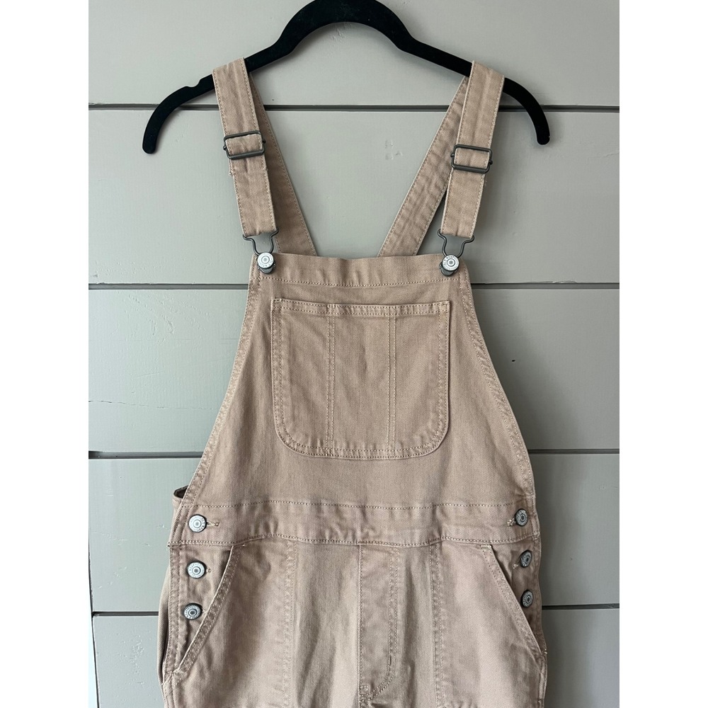 Old Navy Tan Khaki Denim Overalls Straight Leg 4 Tall‎ Neutral Utility Jumpsuit - Picture 6 of 9